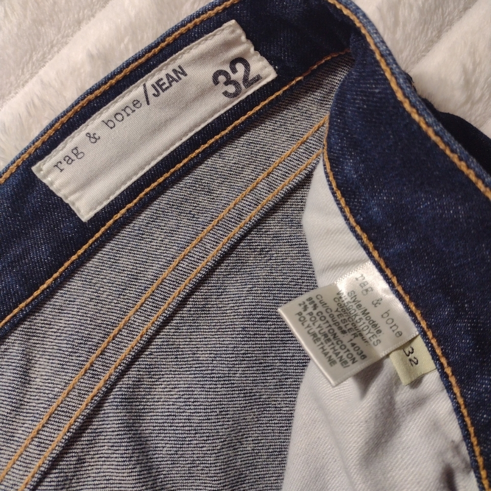 rag & bone Dre Low Rise Boyfriend Jeans Womens 32 Dark Wash/Yesler Frayed Hem - Picture 3 of 15